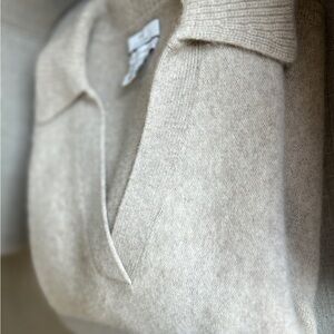 Halston 100% 2-ply Cashmere Polo Collar Sweater